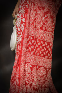 'Bhavyaa' Hand Embroidered Georgette Chikankari Saree