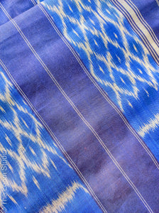 Blueberry Handwoven Pochampally Ikat Cotton Saree