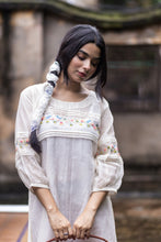 Load image into Gallery viewer, Ivory Bird Embroidery Chanderi Dress
