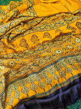 Load image into Gallery viewer, Citrine Dreamweave Handcrafted Ajrakh Modal Silk Saree
