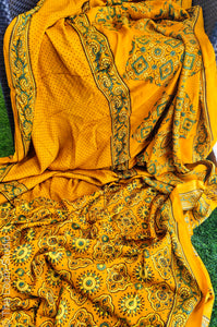 Citrine Dreamweave Handcrafted Ajrakh Modal Silk Saree