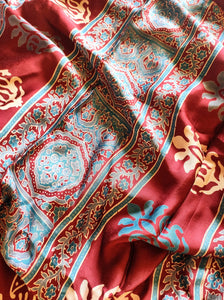 Crimson Whispers Handcrafted Ajrakh Modal Silk Saree