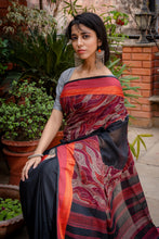 Load image into Gallery viewer, Handwoven Fulia Kantha Stitch Black Cotton
