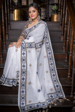 Load image into Gallery viewer, Handwoven Cotton Kota White Saree with Gujarati Work
