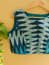 Load image into Gallery viewer, Ikkat Weave Sleeveless Blouse - Blue
