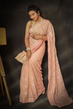 Load image into Gallery viewer, &#39;Ethereal&#39; Designer Chikan inspired Embroidered Georgette Saree
