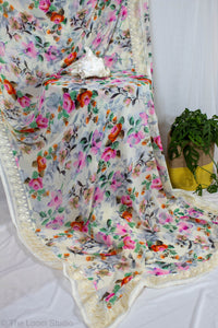 'Flowering Meadow' Designer Georgette Floral Embroidered Saree