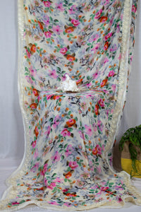 'Flowering Meadow' Designer Georgette Floral Embroidered Saree