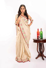 Load image into Gallery viewer, &#39;Gracious&#39; Soft Tussar Silk Saree with Cutwork Border
