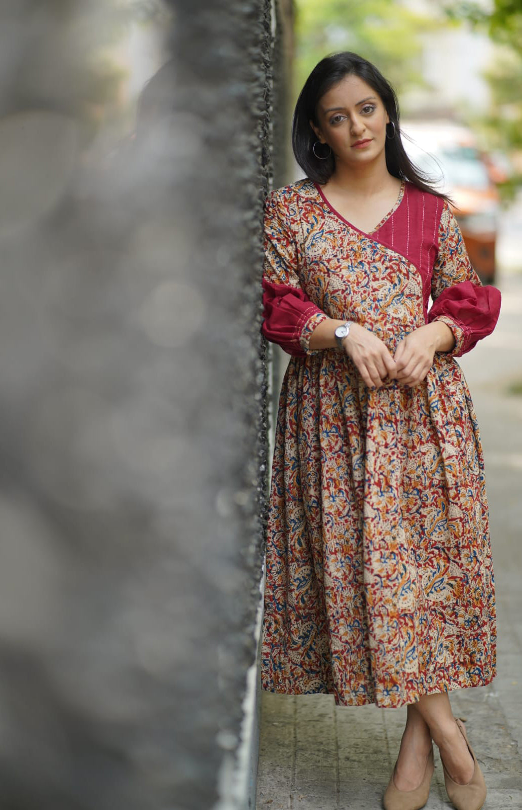 Buy Exciting WS842 Maina Kalamkari Dress With Necklace Online | Kessa