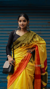 Pure Matka Silk Saree (Yellow)