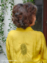 Load image into Gallery viewer, Yellow mul silk chikankari shirt

