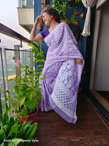 Lavender Chikankari saree
