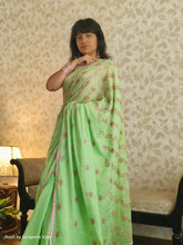 Load image into Gallery viewer, Green Mul Chikankari Saree
