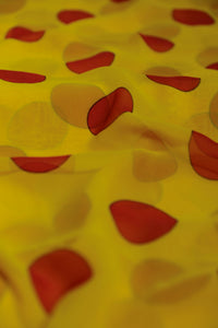 Red Polka Dots over Yellow Chiffon