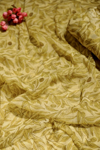 Chiffon saree leaf motif (Yellow)