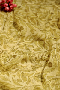 Chiffon saree leaf motif (Yellow)