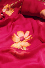 Load image into Gallery viewer, Big Flower Chiffon Saree (Pink)
