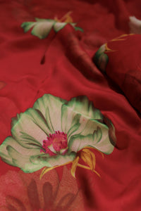 Red Floral Chiffon
