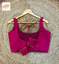 Load image into Gallery viewer, Scoop Neck Premium Sleeveless Blouse -Rani pink
