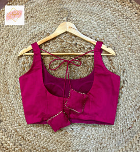 Scoop Neck Premium Sleeveless Blouse -Rani pink