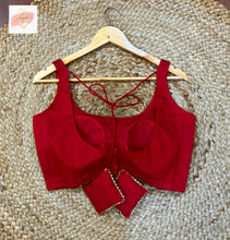 Load image into Gallery viewer, Scoop Neck Premium Sleeveless Blouse - Blood Red
