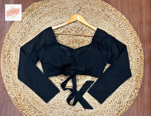 Full Sleeve with Back Bow Blouse - Black