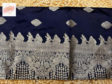 Load image into Gallery viewer, Bridal Benarasi saree - Midnight blue
