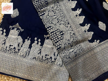 Load image into Gallery viewer, Bridal Benarasi saree - Midnight blue
