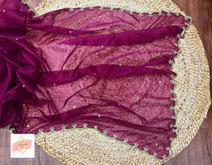 Organza embroidered saree - Magenta