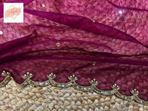 Organza embroidered saree - Magenta
