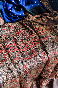 'Iznaa' Handcrafted Bandhej Ajrakh Modal Silk Saree