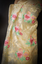 Load image into Gallery viewer, &#39;Jasmine&#39; Beige Embroidered Silk Linen Saree
