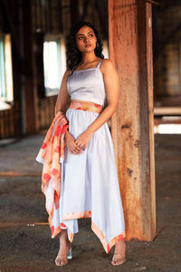 Jwala Asymmetrical Skirt with Crop Top and Long Shrug Set