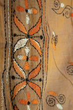 Load image into Gallery viewer, Kalaakaari Pure Mul Cotton Orange Kantha Hand Embroidered Saree

