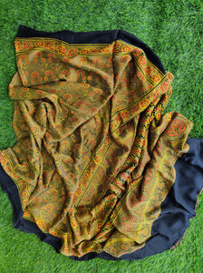 Mystic Meadow Handcrafted Ajrakh Modal Silk Saree