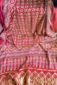 'Nrityaa' Handcrafted Ajrakh Zari Pallu Modal Silk Saree