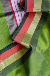 'Olives' Handloom Maheshwari Silk Cotton Saree