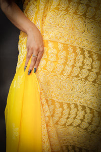 'Swarna' Hand Embroidered Georgette Chikankari Saree