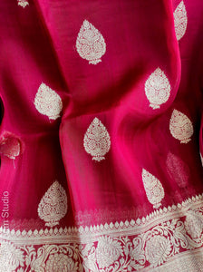 Wedding Saga Pure Banarasi Handloom Kora Kadhwa Silk Saree