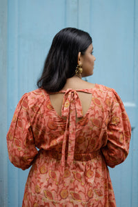 Arohi- V Neck Puffed Sleeve Cotton Dress