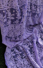 Load image into Gallery viewer, Lavender Delight Hand Embroidered Georgette Chikankari Saree
