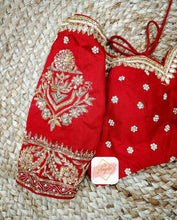 Load image into Gallery viewer, Bridal Blouse in zardosi embroidery work- Blood Red
