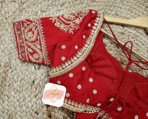 Bridal Blouse in zardosi embroidery work- Blood Red