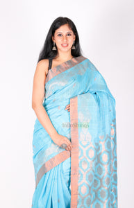 Marina- Pure Matka Silk Saree (Sky Blue)