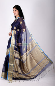 Neelasha- Handloom Pure Silk Saree (Navy Blue)