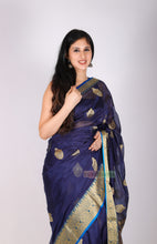 Load image into Gallery viewer, Neelasha- Handloom Pure Silk Saree (Navy Blue)
