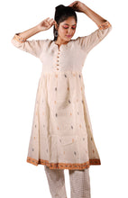 Load image into Gallery viewer, Off White Frock Style Cotton Kurti
