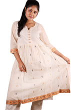 Load image into Gallery viewer, Off White Frock Style Cotton Kurti
