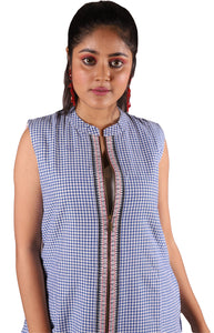 Blue Checked Cotton Jacket